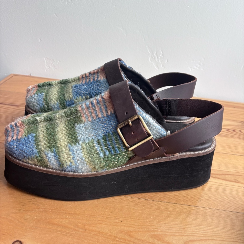 Free People Women’s Astrid Plaid Platform Slingback Clog Stargazer size 9 - Picture 4 of 12